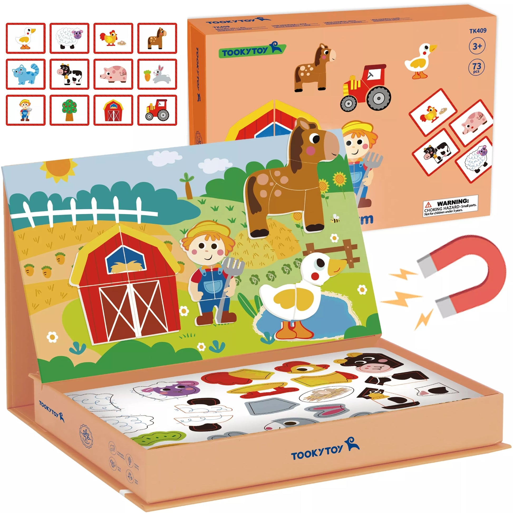 TOOKY TOY magnetinė dėlionė Montessori edukacinė dėžutė ūkis