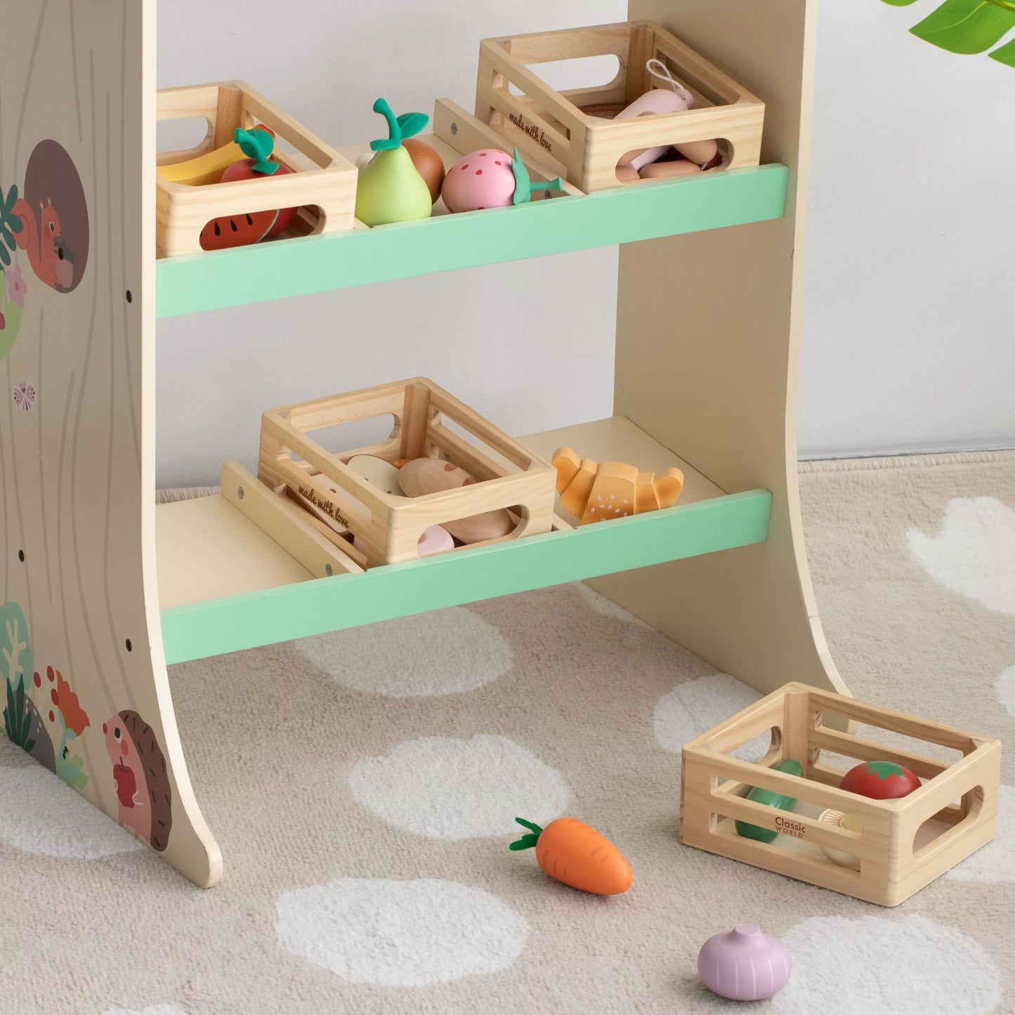 CLASSIC WORLD medinių daržovių rinkinys krepšelyje, 6 vnt.