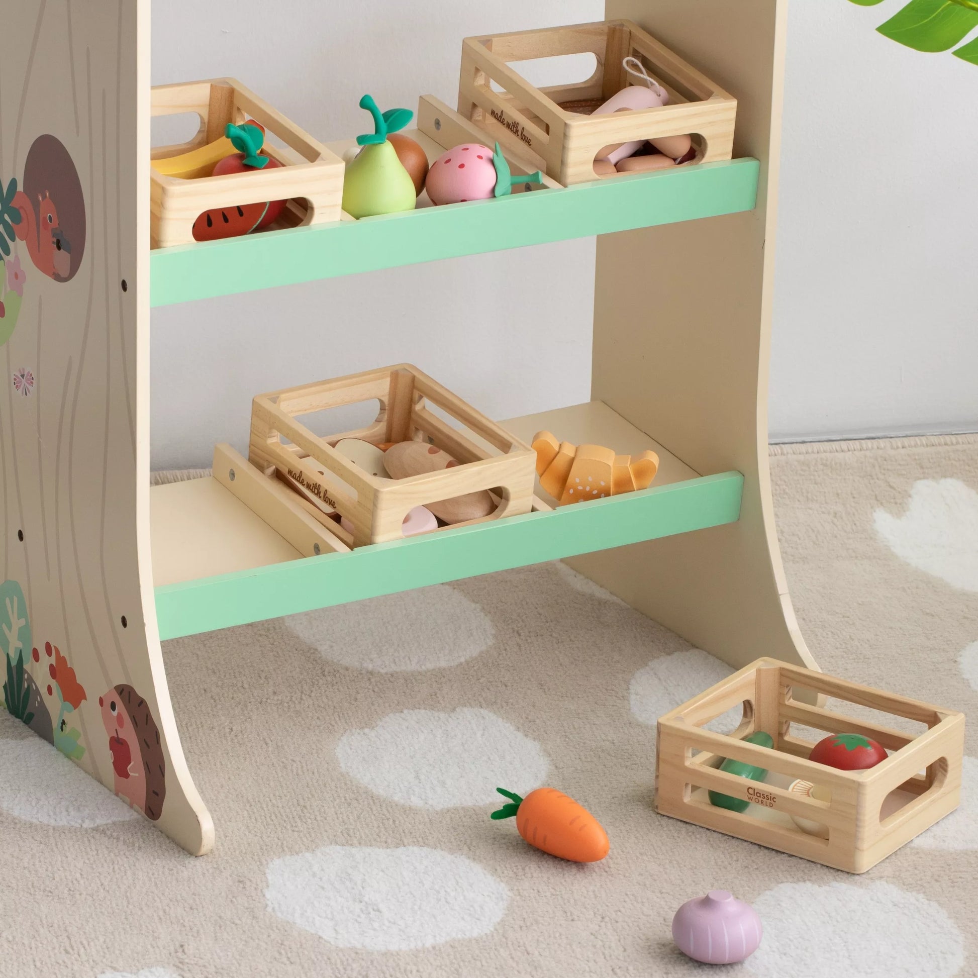 CLASSIC WORLD medinių daržovių rinkinys krepšelyje, 6 vnt.