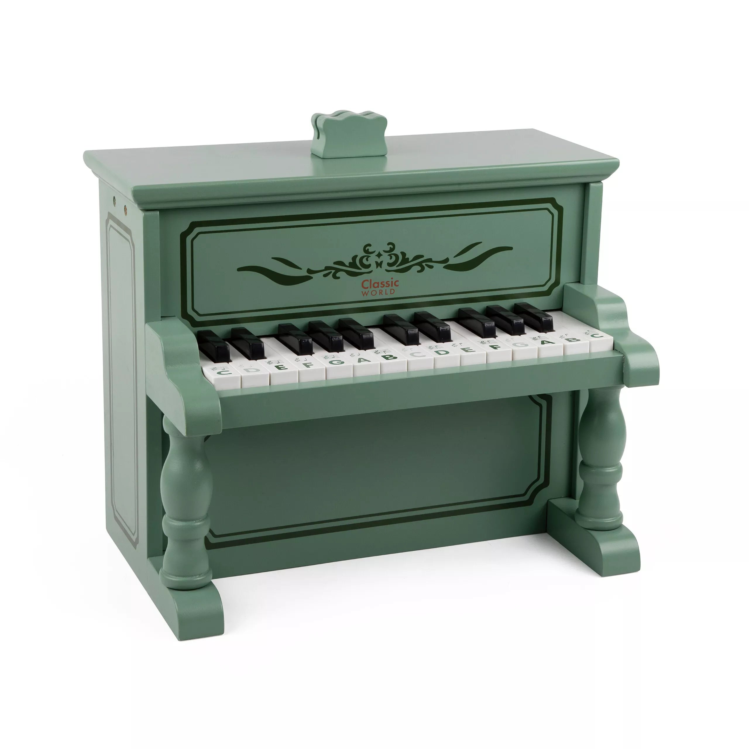 Classic World žalias medinis pianinas