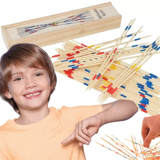 WOOPIE Mikado mediniai gabalai dėžutėje po 41 vienetą.