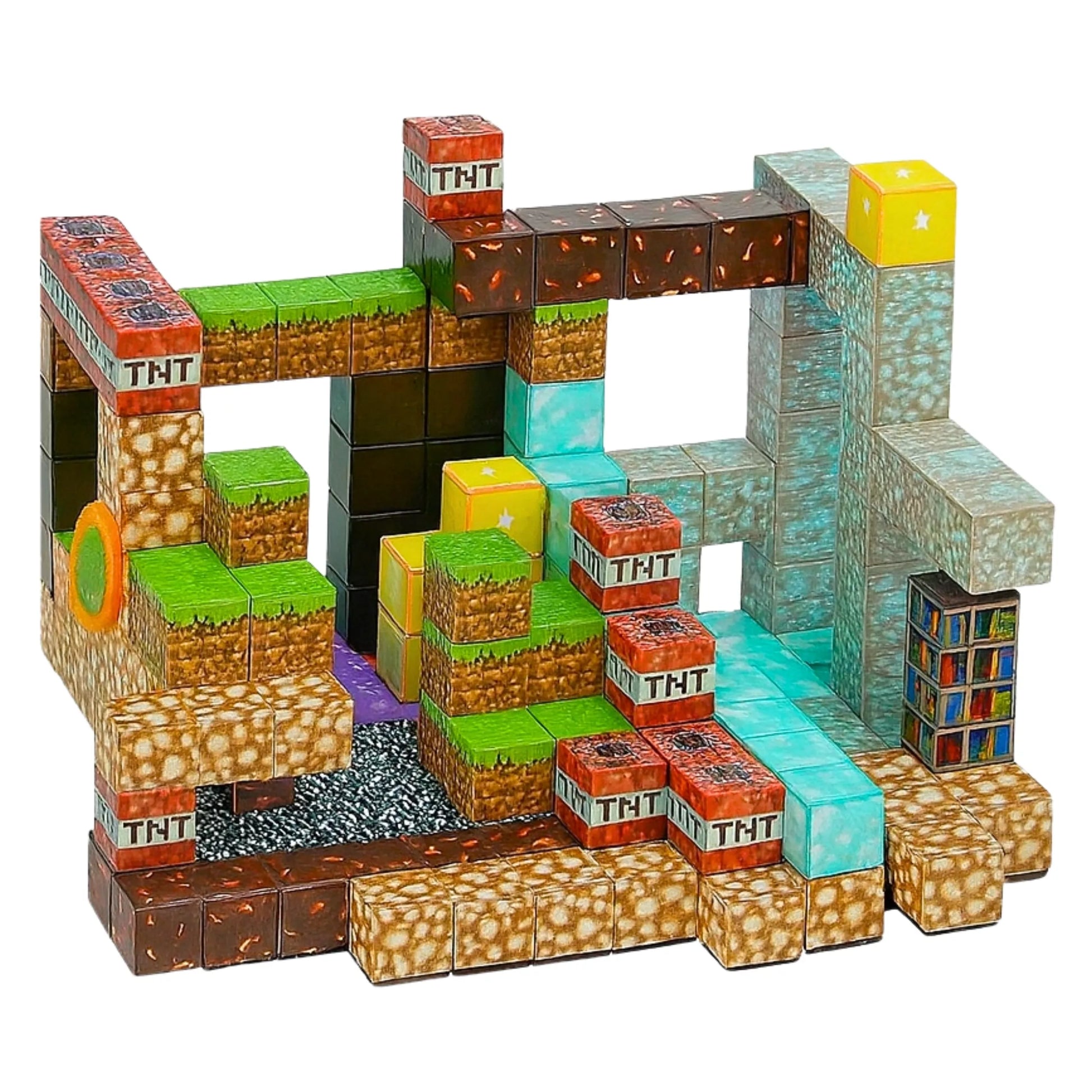 WOOPIE minecraft magnetinių konstruktorių 3D kubelių edukacinis rinkinys, 63 vnt.