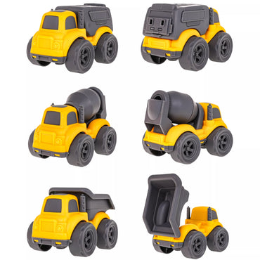 Woopie statybinių mašinų rinkinys su didžiuliu tralo sunkvežimiu (4 vnt.)