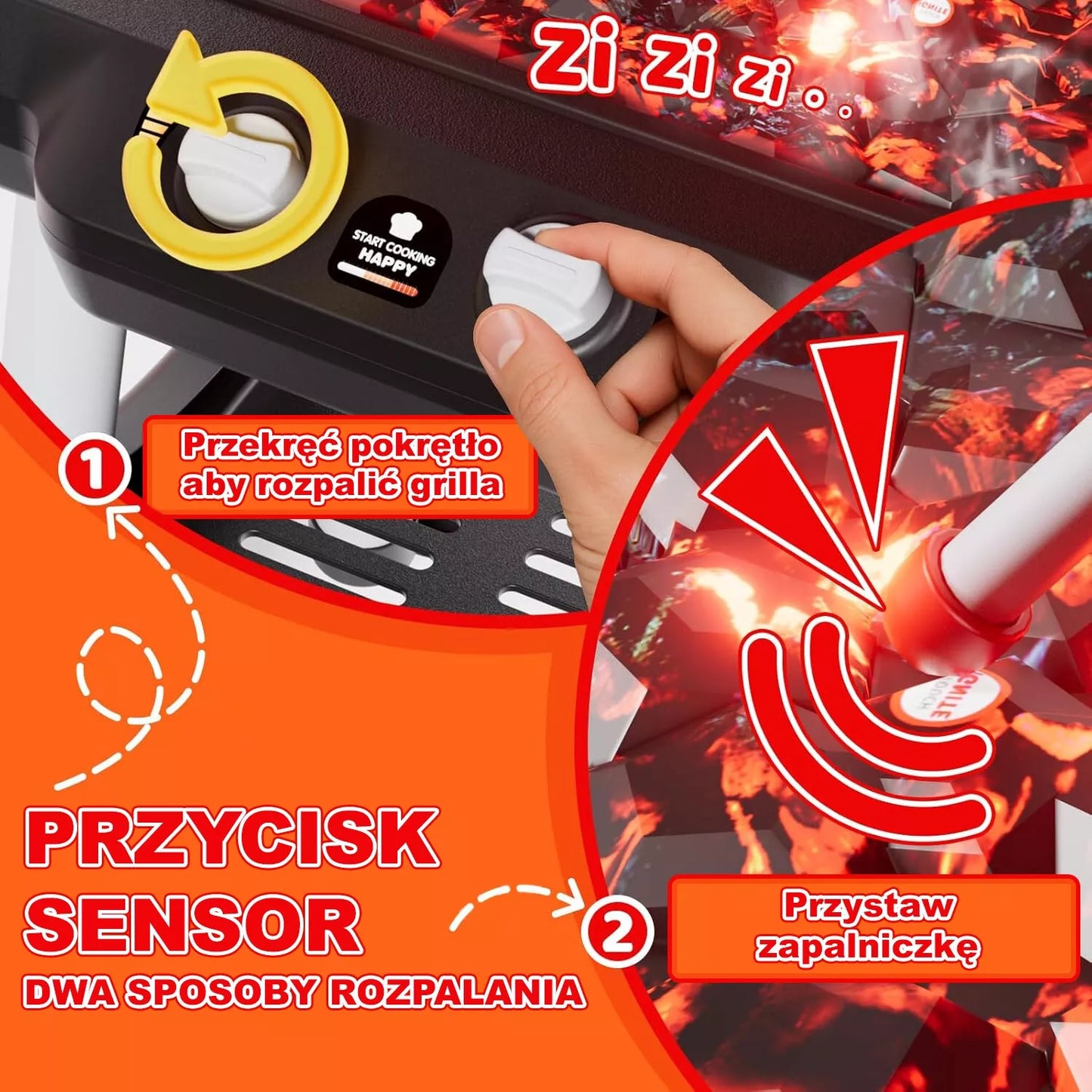 Woopie nešiojamas BBQ grilis su garais, šviesomis ir garsais