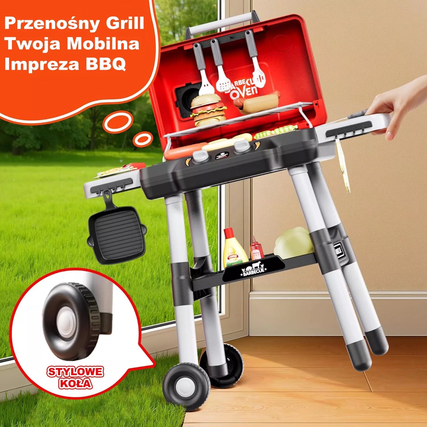 Woopie nešiojamas BBQ grilis su garais, šviesomis ir garsais
