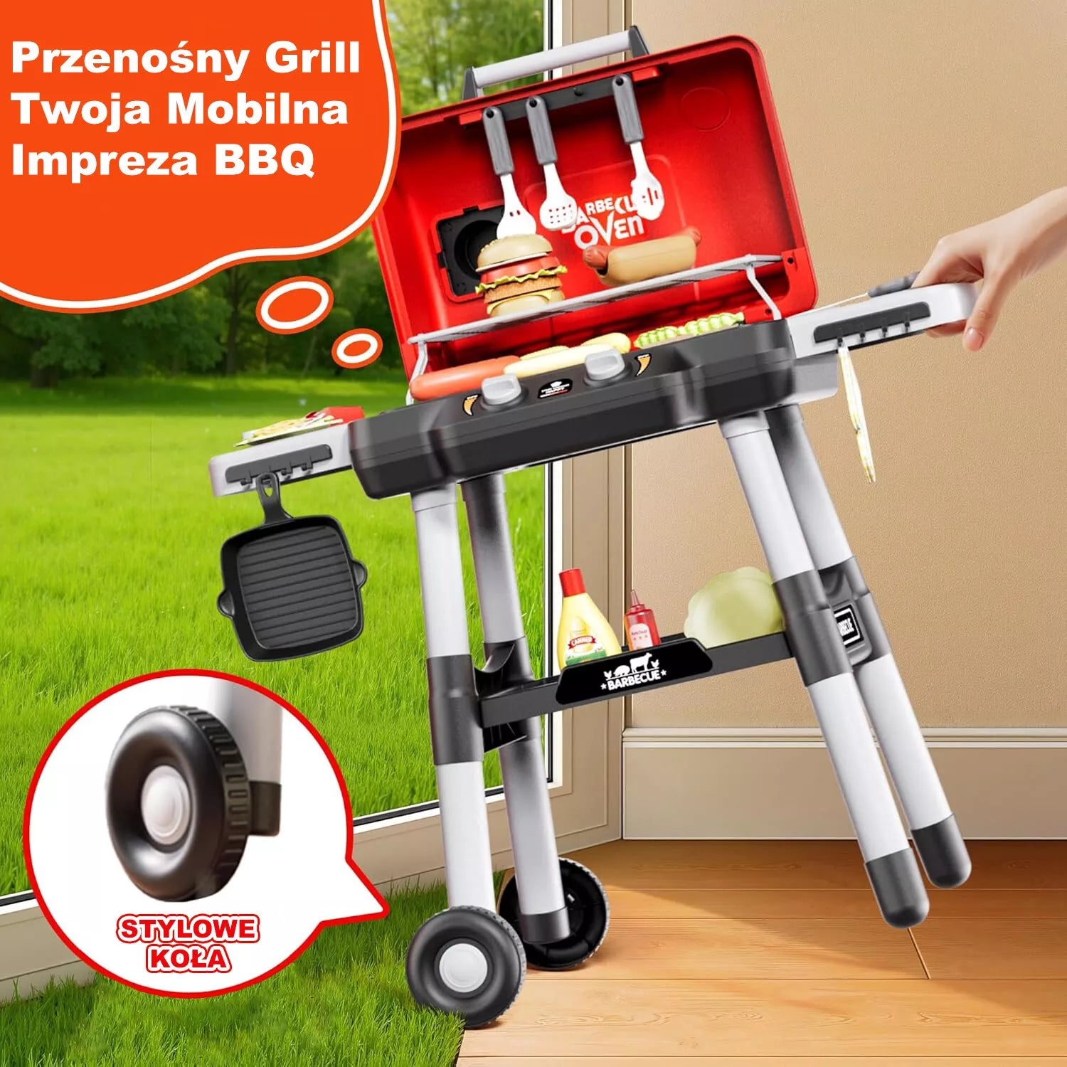 Woopie nešiojamas BBQ grilis su garais, šviesomis ir garsais