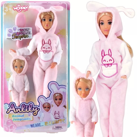 WOOPIE ROYAL Dolls Jumpsuits Pink Bunnies rinkinys