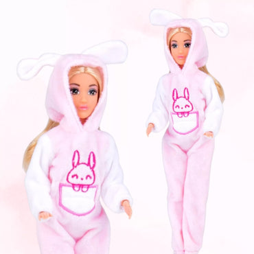 WOOPIE ROYAL Dolls Jumpsuits Pink Bunnies rinkinys