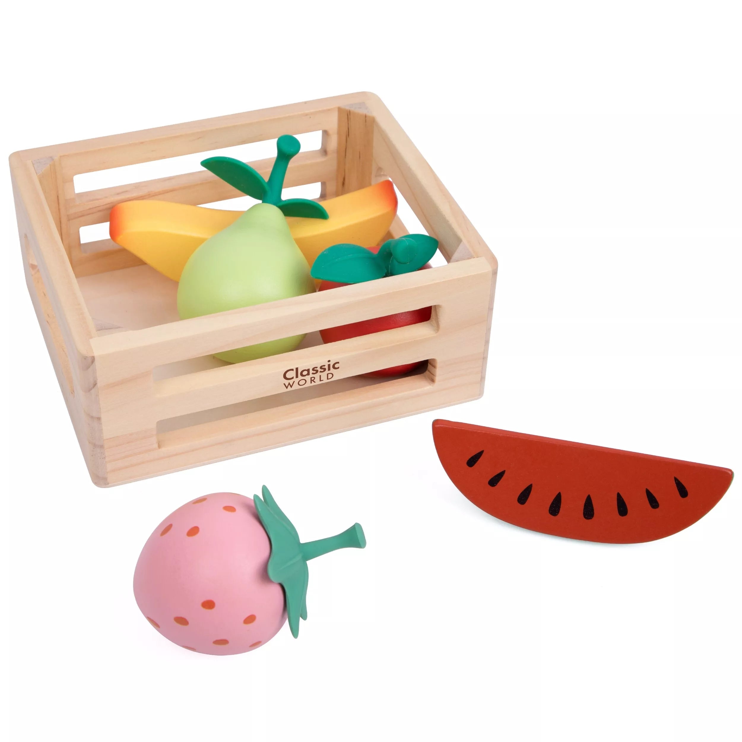 CLASSIC WORLD medinių vaisių rinkinys krepšelyje, 6 vnt.