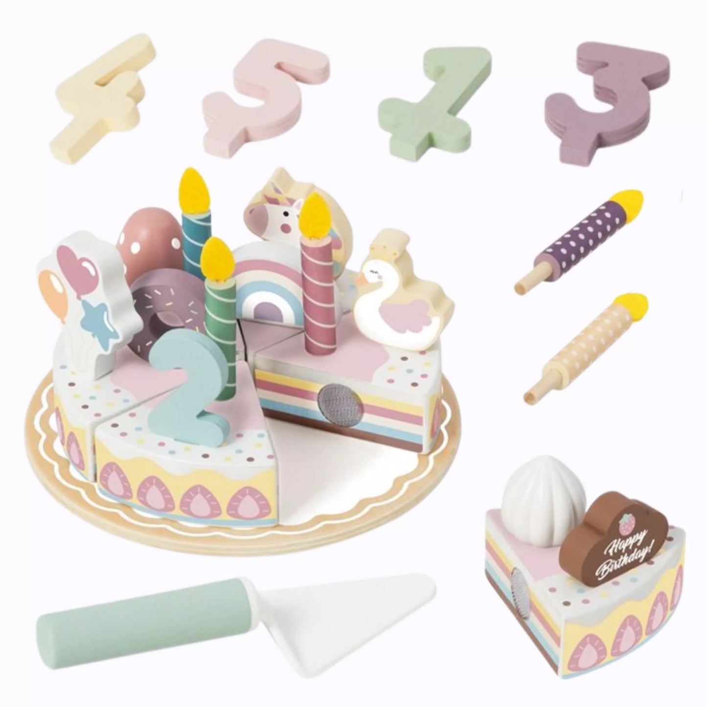 TOOKY TOY medinis gimtadienio tortas su pjaustomais gabalėliais