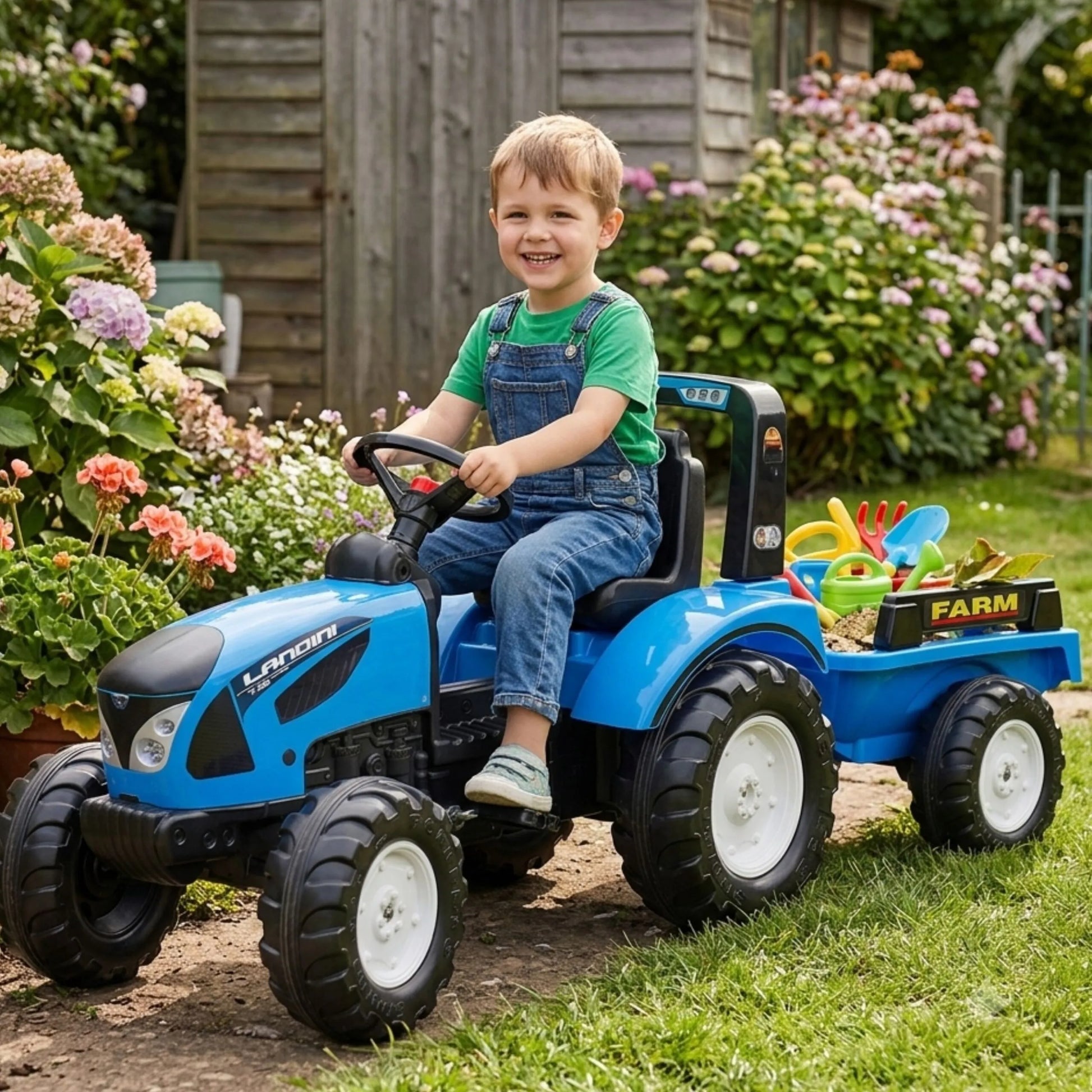 FALK Landini Series 7 pedalinis traktorius su priekaba