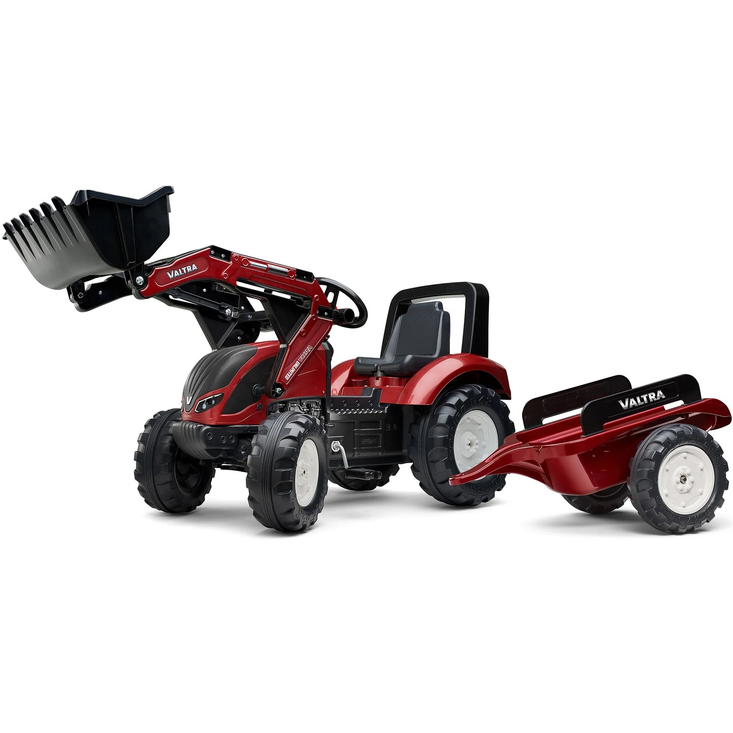 FALK „Valtra S4“ pedalinis traktorius su kaušu ir priekaba