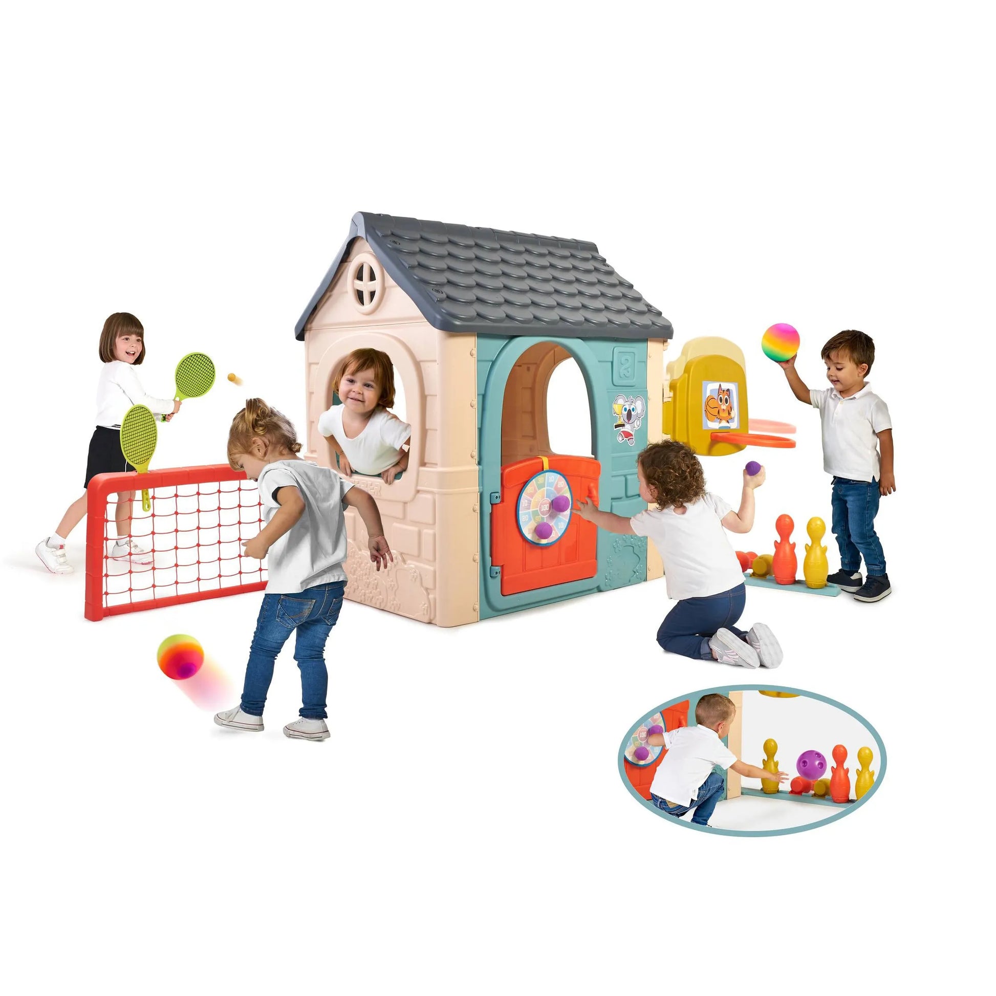 FEBER „Casual 6in1 Activity House“ – sporto ir žaidimų namelis vaikams, 3+