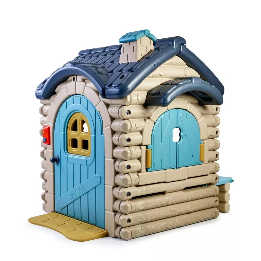 FEBER didelis kasdieniškas sodo namelis su ištraukiamu suolu, rąstinė trobelė