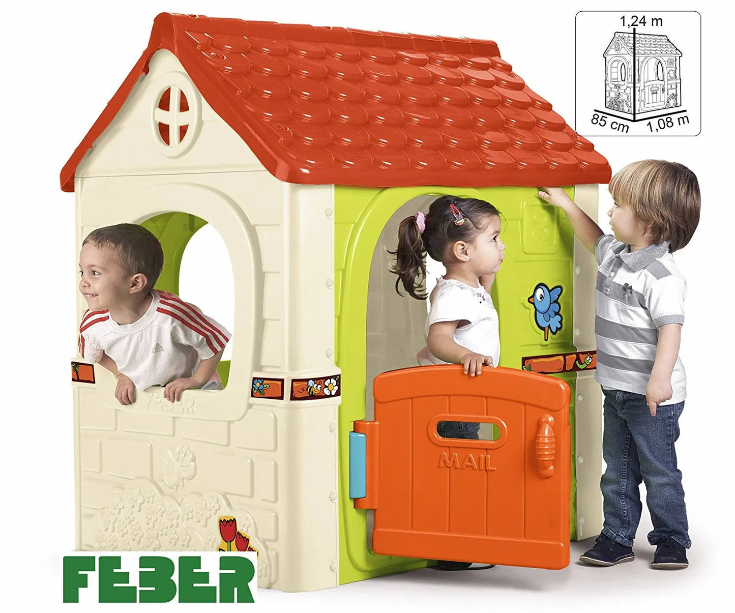 FEBER „Fantazijos sodo namelis su pašto dėžute“ – lauko žaidimų namelis, 2–6 m.
