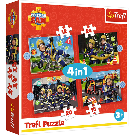 Fireman Sam – „Adventures“ 4‑in‑1 dėlionės vaikams