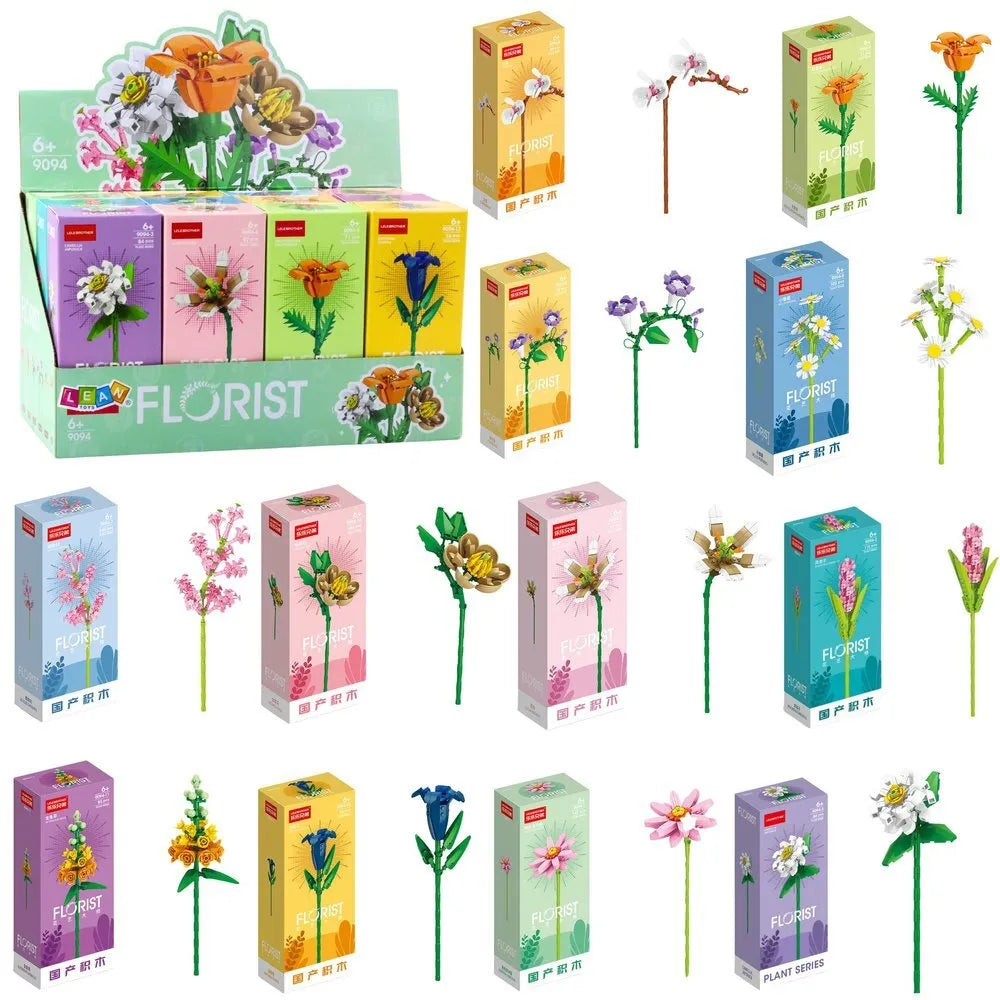 Gėlių konstruktorius „Flower Building Blocks“ – 56–245 detalių