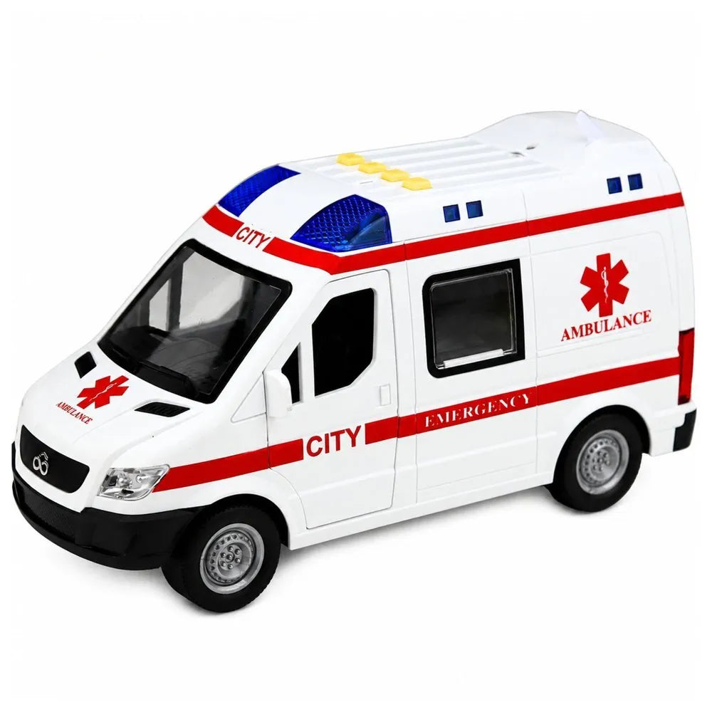 Greitosios pagalbos automobilis su šviesomis, garsais ir neštuvais