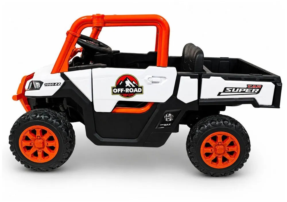 GTS2299‑H 24V oranžinis 4×4 elektromobilis vaikams – galingas visureigis nuotykiams lauke