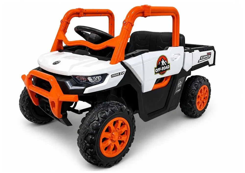 GTS2299‑H 24V oranžinis 4×4 elektromobilis vaikams – galingas visureigis nuotykiams lauke