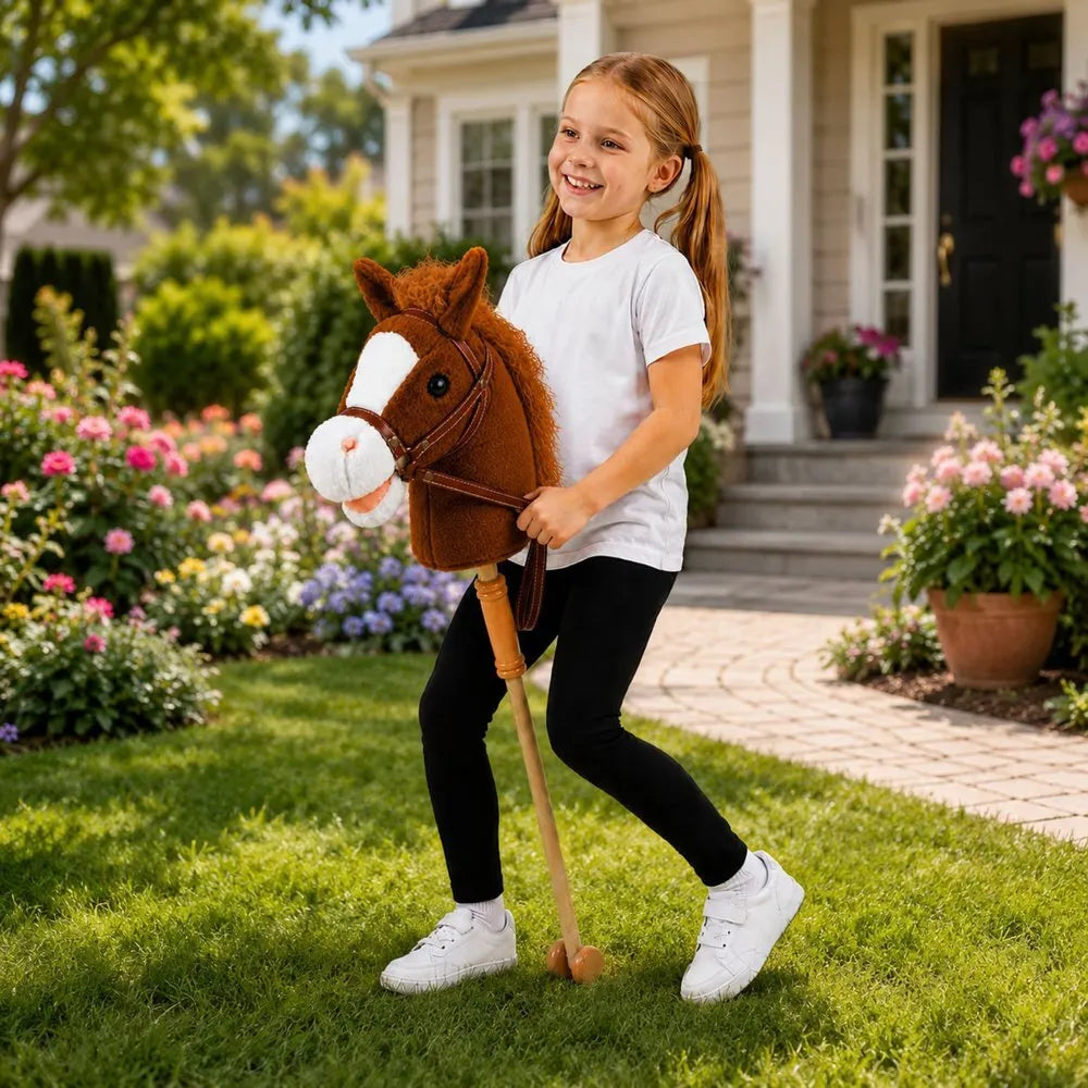 Hobby Horse – rudas, 100 cm, su garsais ir ratukais