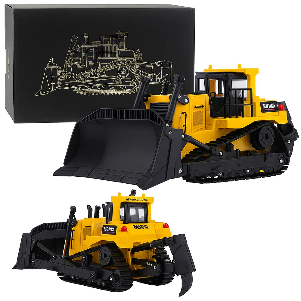 Huina buldozeris ir ekskavatorius 1:50 – metalinis statybinės technikos modelis