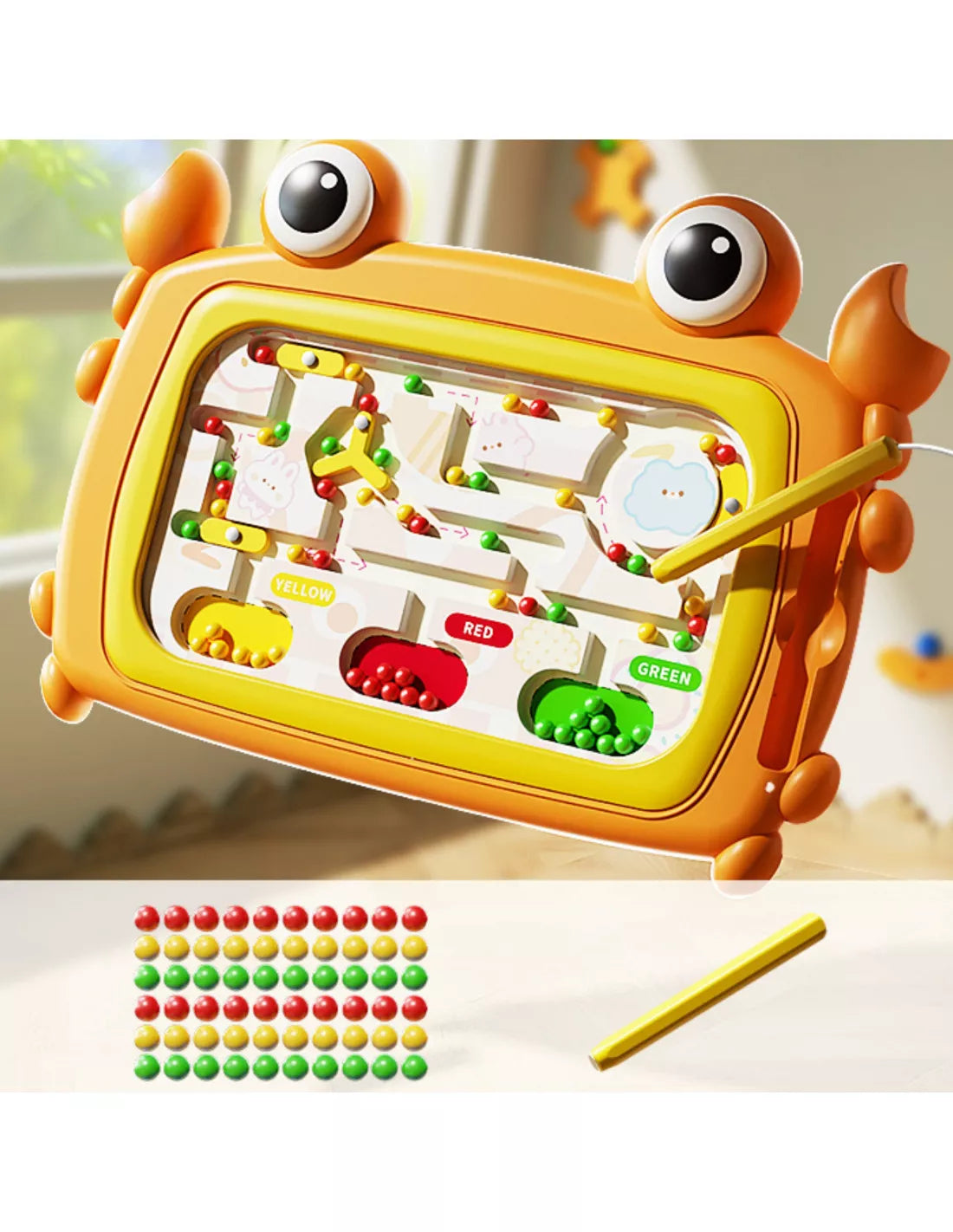 WOOPIE Montessori magnetinė lenta – krabų labirintas, oranžinė