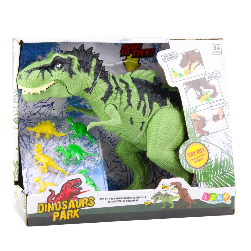 Interaktyvus dinozauras su garsais ir mini rinkinys