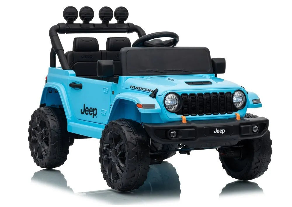 Jeep Rubicon DK‑JWR558 24V elektromobilis vaikams – šviesiai mėlynas