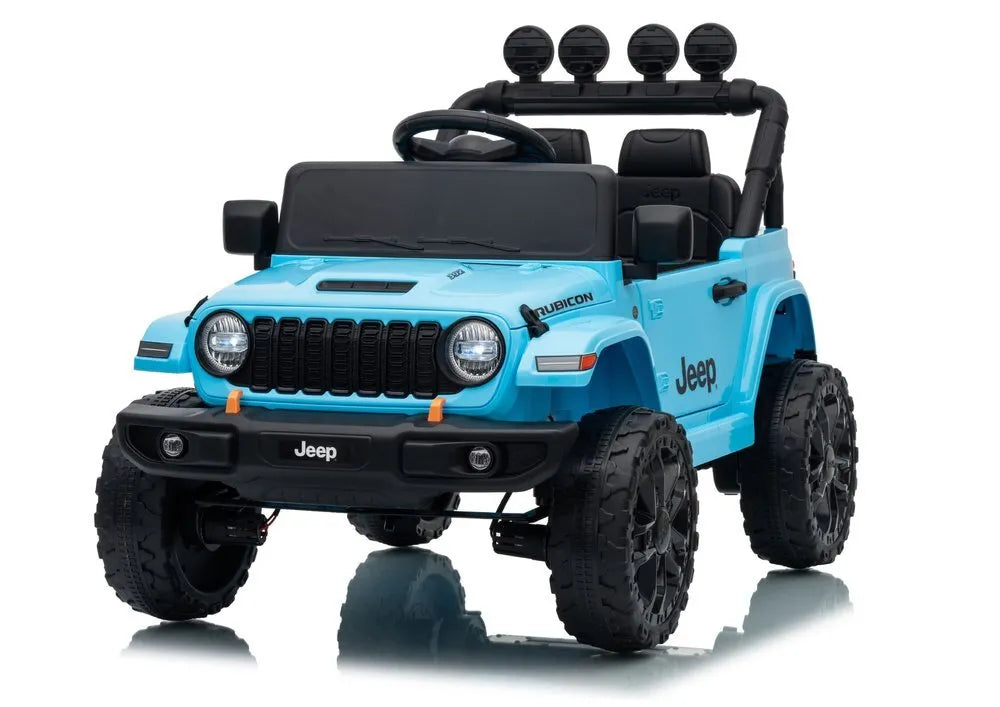 Jeep Rubicon DK‑JWR558 24V elektromobilis vaikams – šviesiai mėlynas