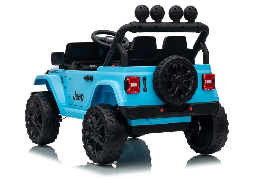 Jeep Rubicon DK‑JWR558 24V elektromobilis vaikams – šviesiai mėlynas