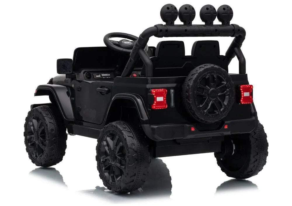 Jeep Rubicon DK‑JWR558 – 24V juodas elektromobilis vaikams