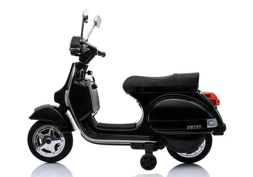 Juoda elektrinė Vespa vaikams