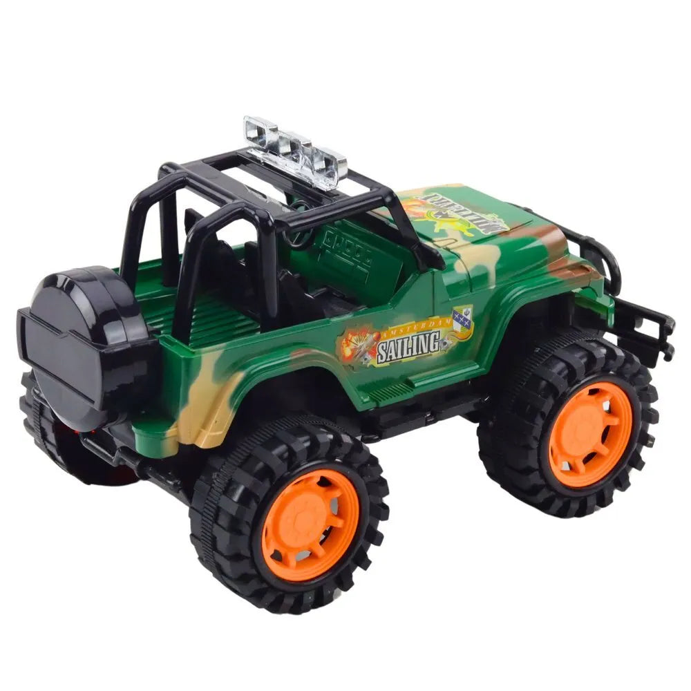 Karinis žalias off-road visureigis vaikams