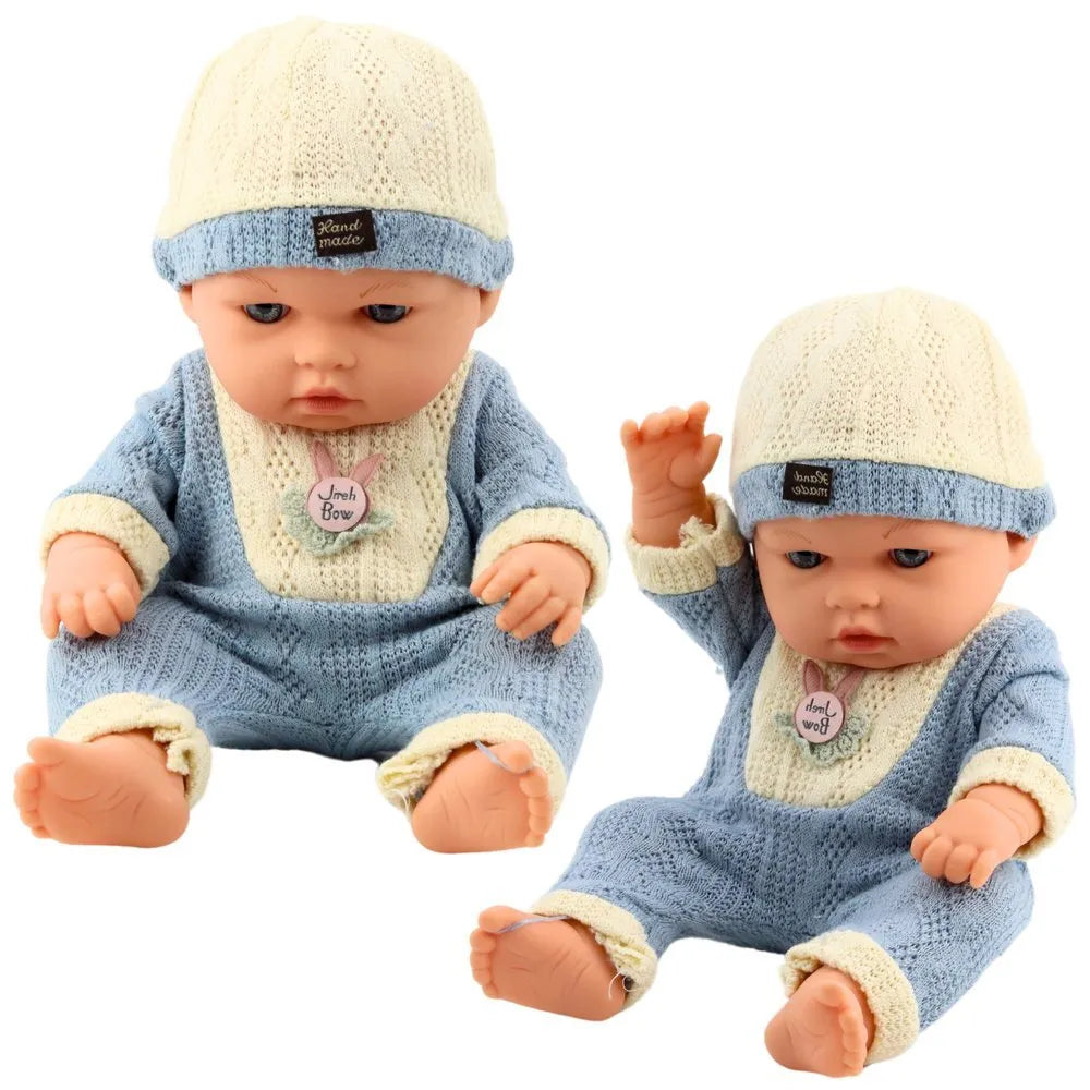Kūdikio lėlė megztu komplektu 29 cm