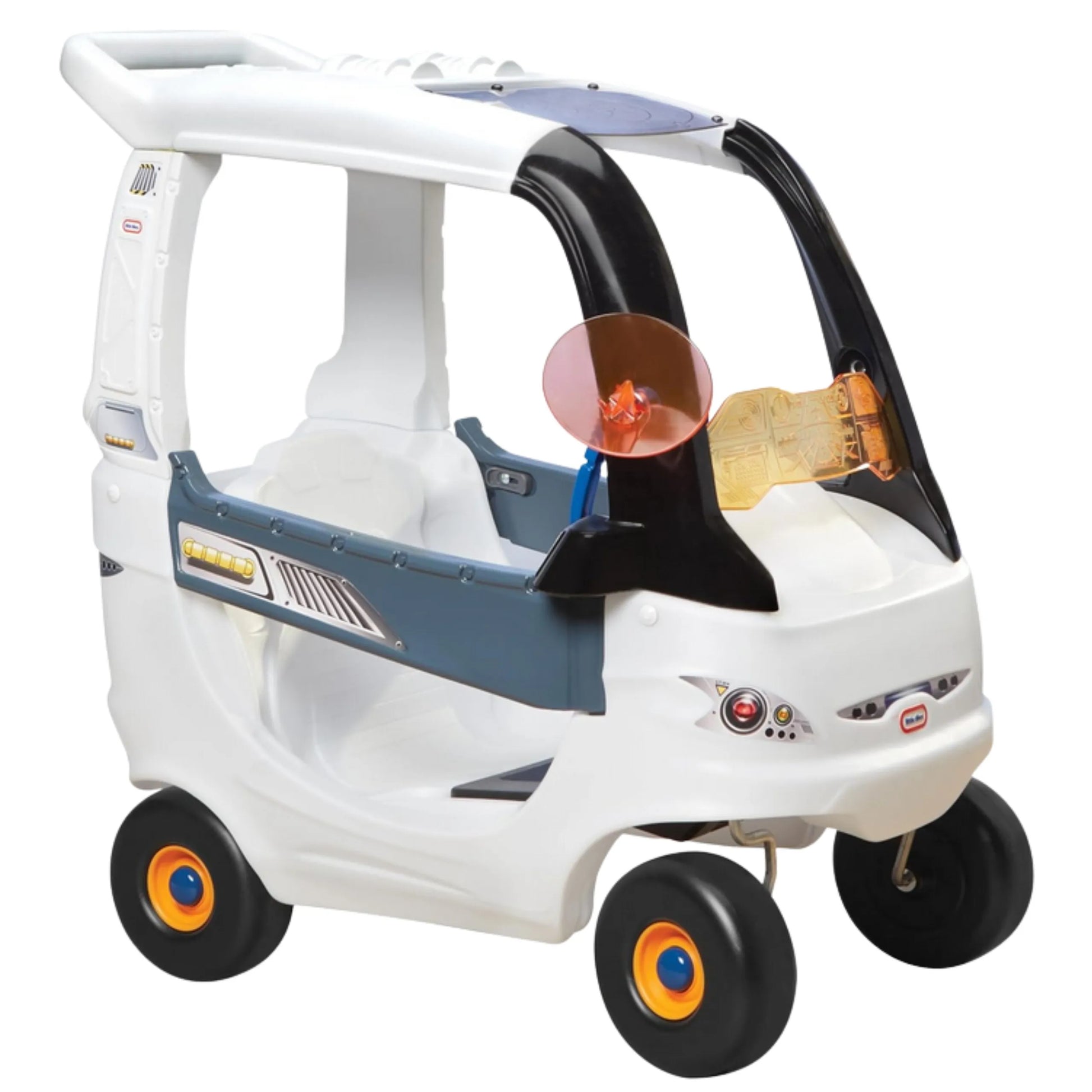 Little Tikes Cozy Coupe „Space Edition“ – kosminis paspirtukas–mašinėlė su tėvų rankena