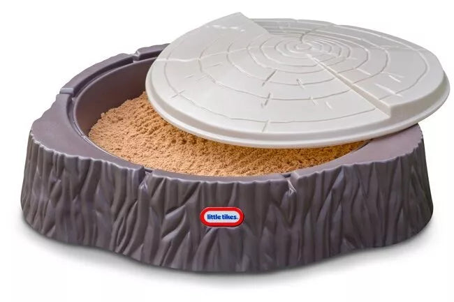 Didelis smėlio dėžės su dangteliu – medžio kelmas