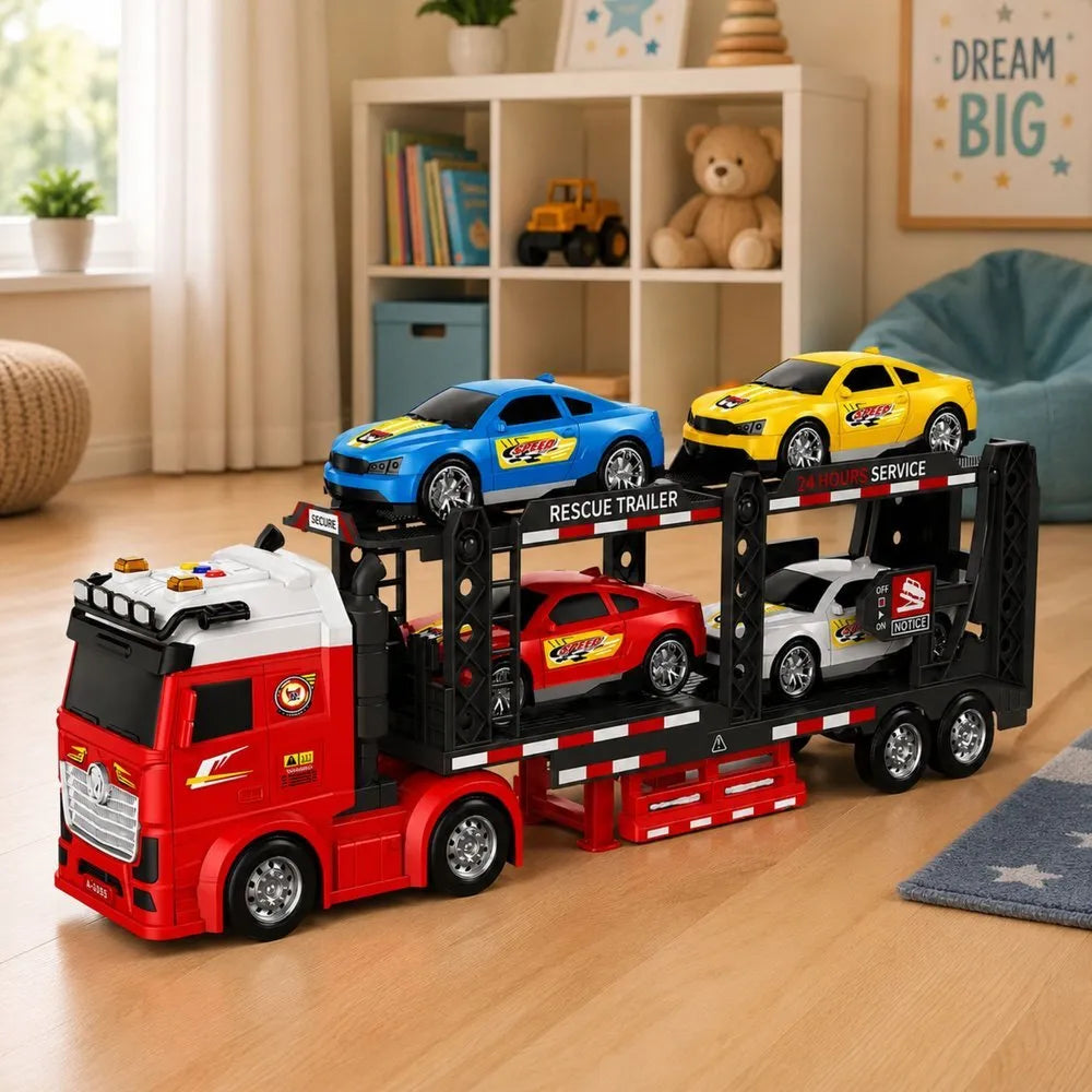 LORA automobilių transporterio sunkvežimis su 4 sportiniais automobiliais