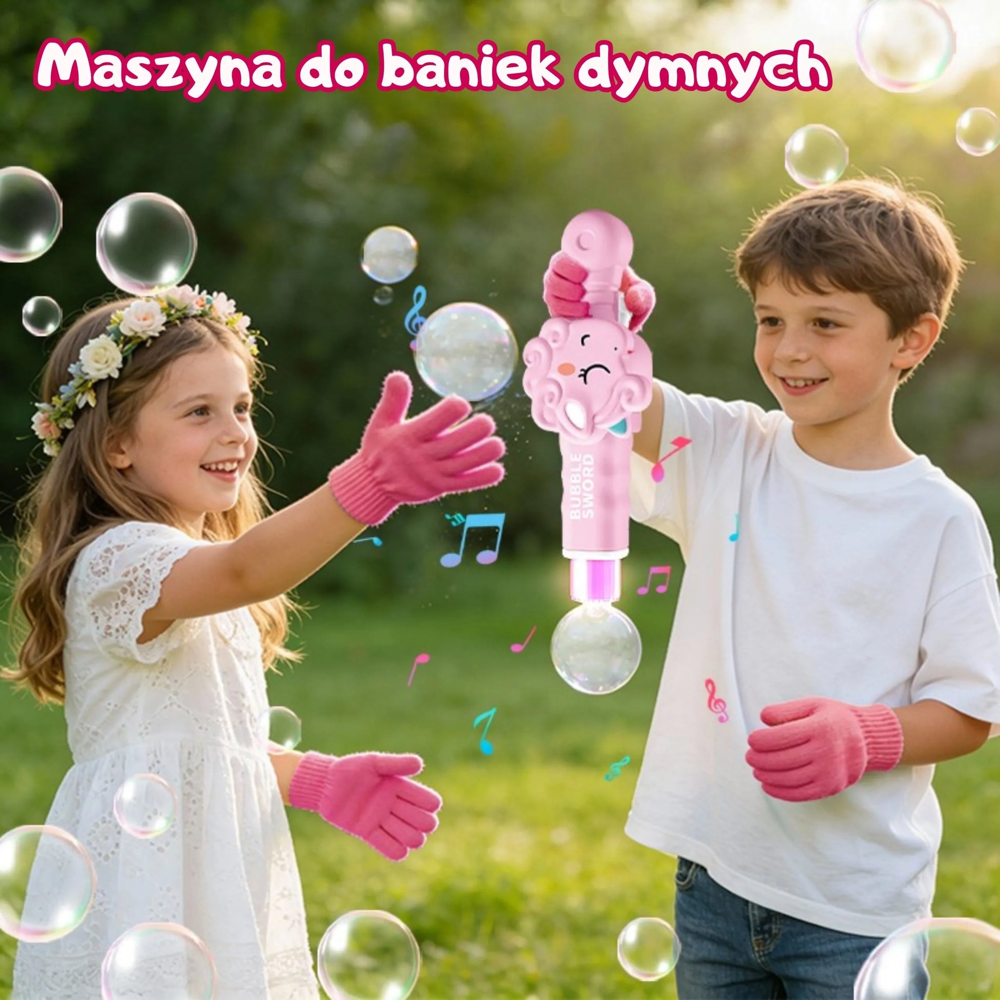 Maginė rožinio vienaragio burbulų lazdelė su dūmo efektu