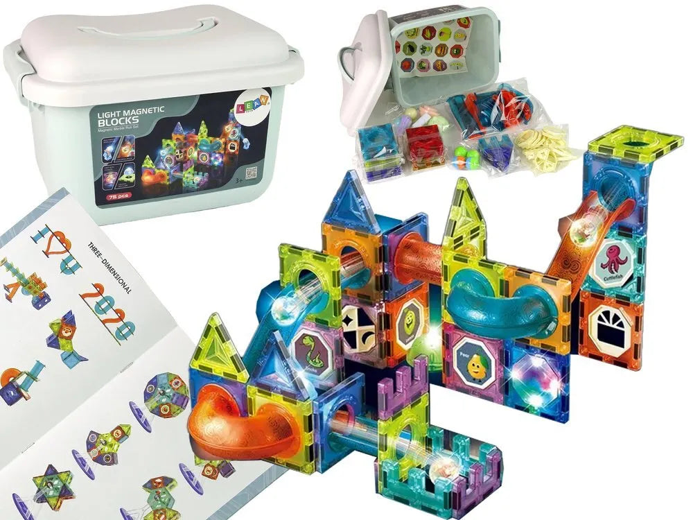 Magnetinė šviečianti kamuoliukų trasa 75 vnt