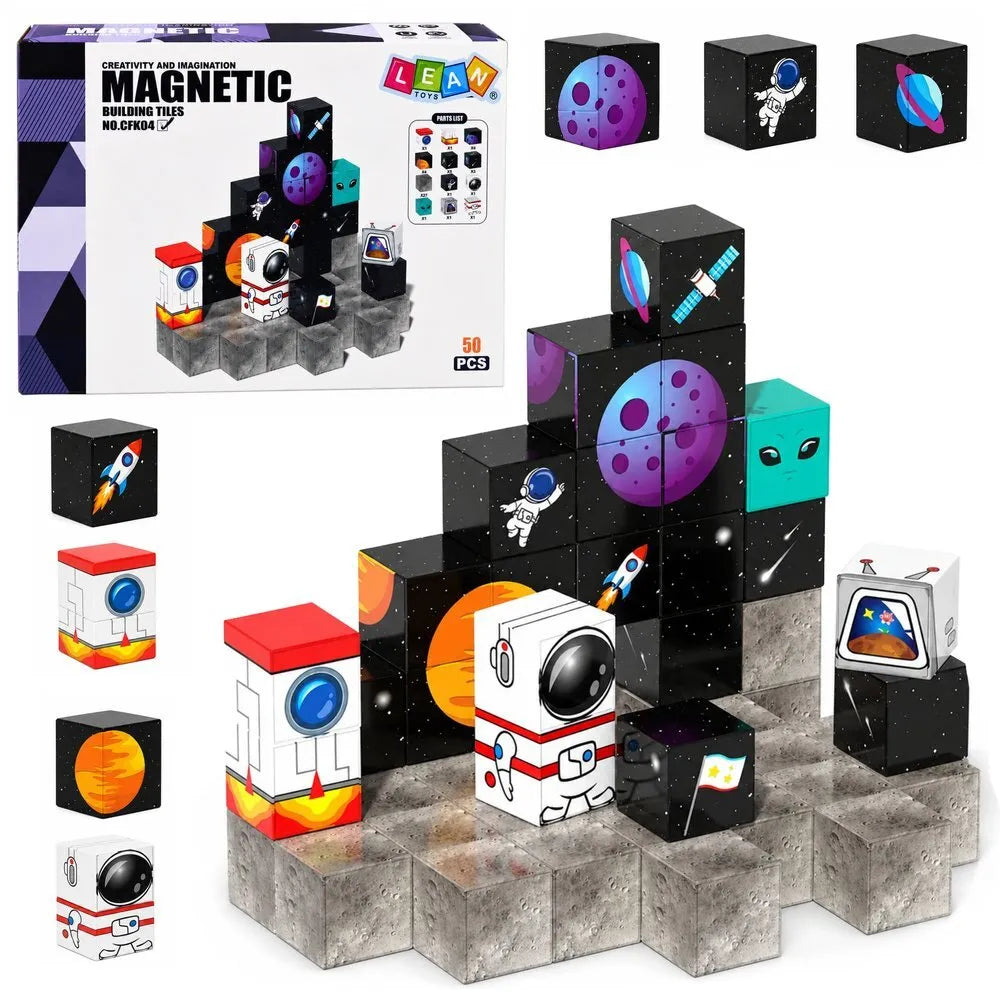 Magnetiniai kosmoso blokeliai, 50 dalių, 3D dėlionė