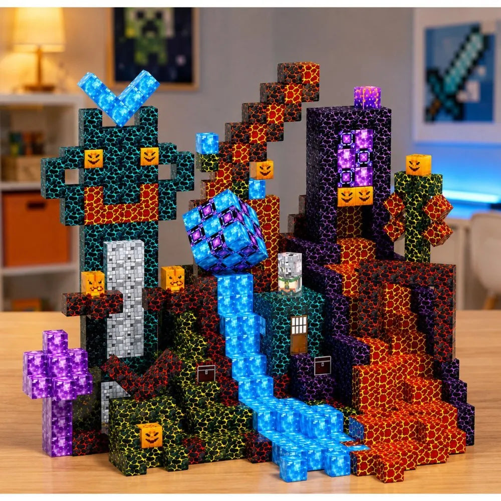 Magnetiniai Pixel juodojo pasaulio 100 vnt. STEM konstruktoriaus blokeliai