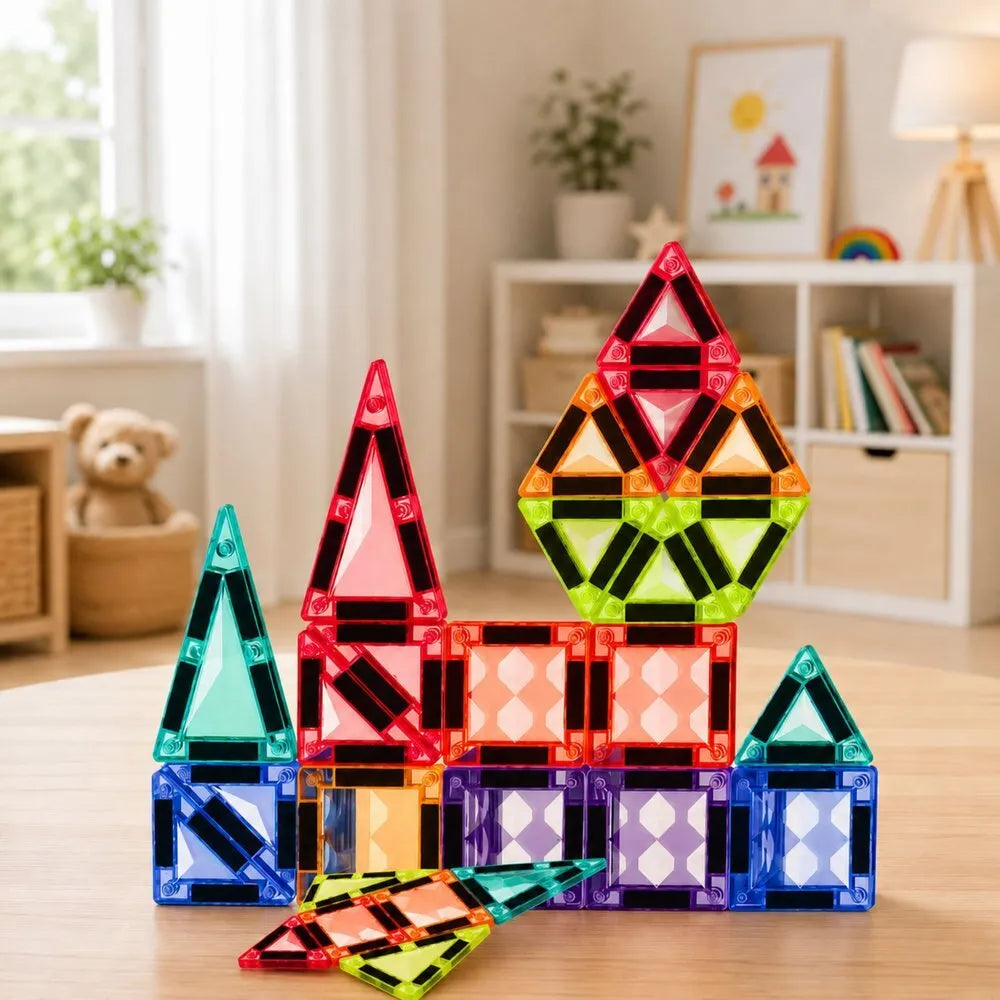 Magnetiniai spalvoti paneliai – 24 dalių konstravimo rinkinys