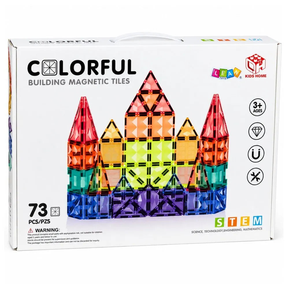 Magnetiniai spalvotų panelių 73 vnt. konstruktoriaus blokeliai