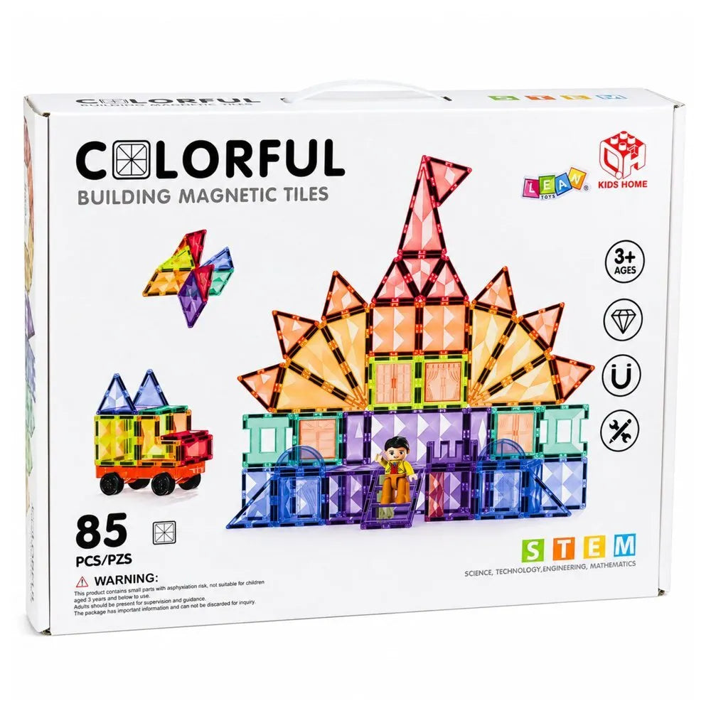 Magnetiniai spalvotų panelių 85 vnt. konstruktoriaus blokeliai