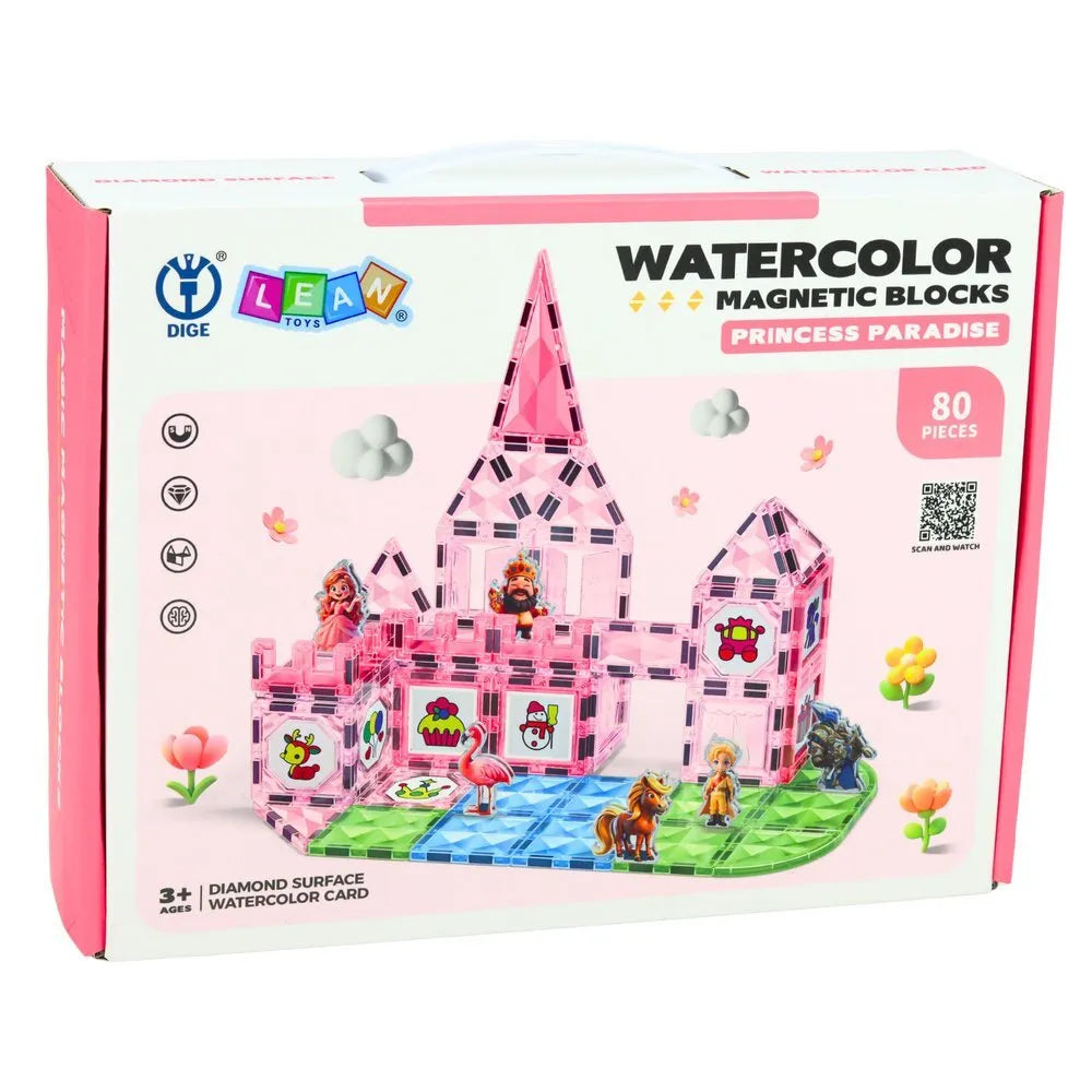 Magnetinis konstruktorius Watercolor Princess Castle – 80 el.