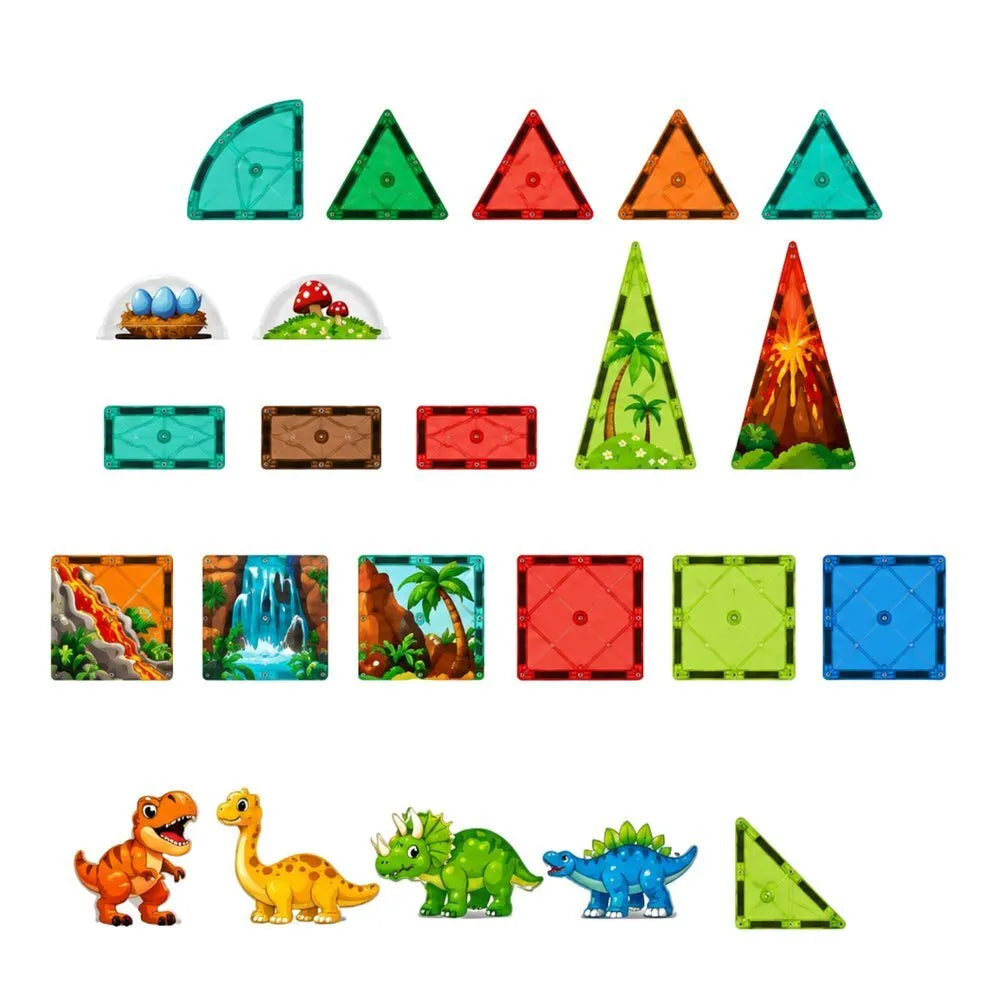 Magnetinių blokelių rinkinys – Dinozaurai, 43 dalys