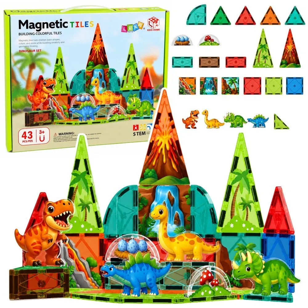 Magnetinių blokelių rinkinys – Dinozaurai, 43 dalys