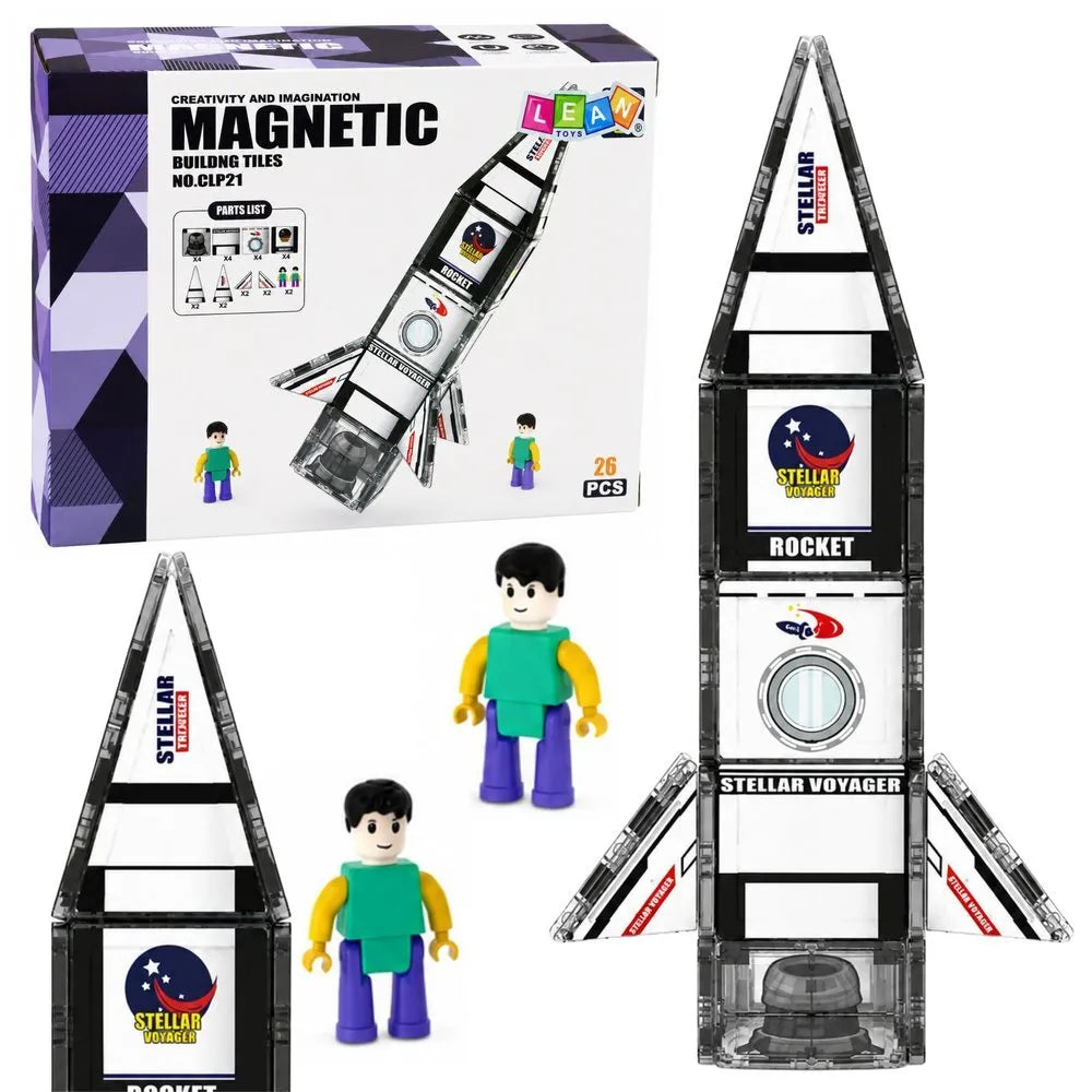 Magnetinių blokelių rinkinys – Kosminė raketa, 26 dalys
