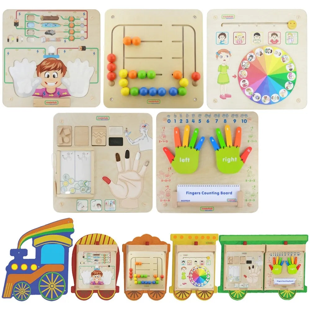 MASTERKIDZ 5in1 traukinio sensorinių lentų rinkinys